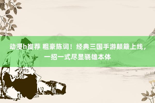 动漫h推荐 粗豪陈词！经典三国手游颠簸上线，一招一式尽显骁雄本体