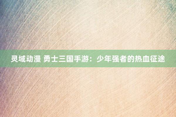 灵域动漫 勇士三国手游：少年强者的热血征途