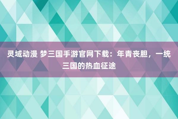 灵域动漫 梦三国手游官网下载：年青丧胆，一统三国的热血征途