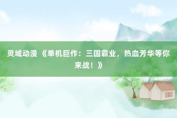 灵域动漫 《单机巨作：三国霸业，热血芳华等你来战！》