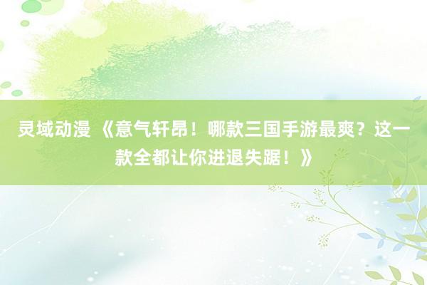 灵域动漫 《意气轩昂！哪款三国手游最爽？这一款全都让你进退失踞！》