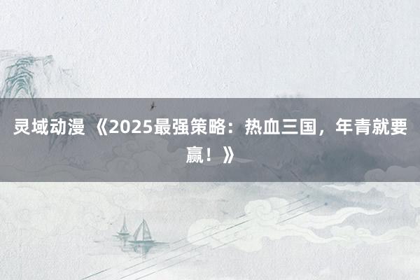 灵域动漫 《2025最强策略：热血三国，年青就要赢！》