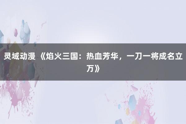 灵域动漫 《焰火三国：热血芳华，一刀一将成名立万》