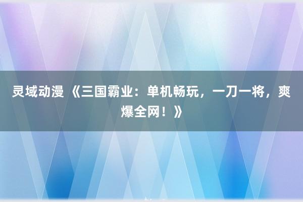灵域动漫 《三国霸业：单机畅玩，一刀一将，爽爆全网！》