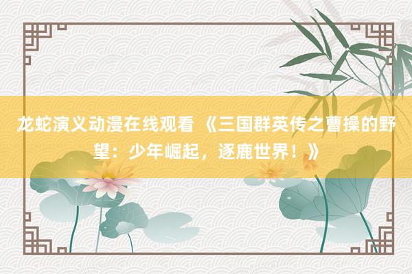 龙蛇演义动漫在线观看 《三国群英传之曹操的野望：少年崛起，逐鹿世界！》