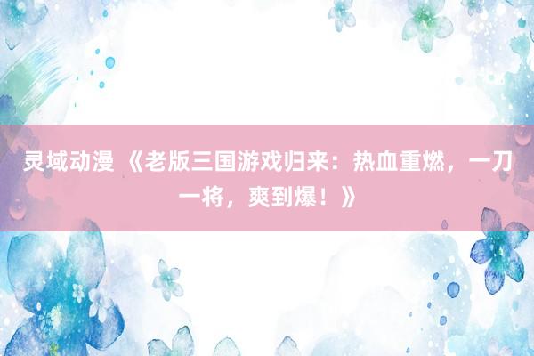 灵域动漫 《老版三国游戏归来：热血重燃，一刀一将，爽到爆！》