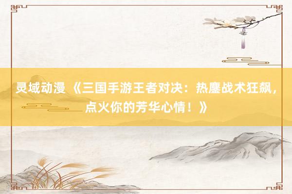 灵域动漫 《三国手游王者对决：热鏖战术狂飙，点火你的芳华心情！》