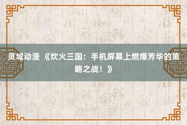 灵域动漫 《炊火三国：手机屏幕上燃爆芳华的策略之战！》