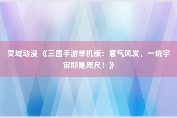 灵域动漫 《三国手游单机版：意气风发，一统宇宙即是咫尺！》